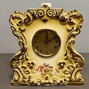 VTG 70s Porcelain Empty Marita Amaretto Decanter Quartz Mantel Clock
